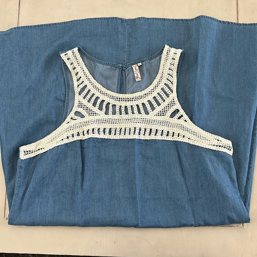 Denim Dress with Crochet neckline
